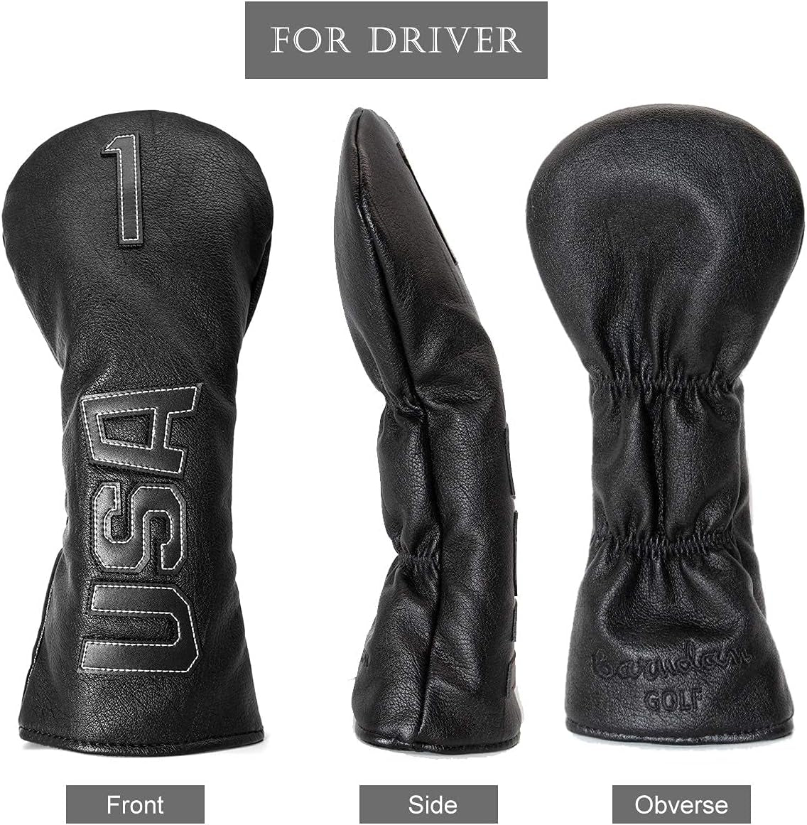 Golf Club Head Covers,Usa Golf Driver Headcover Fariway Wood Covers Hybrid Head Covers 3 Wood Headcover Leather Golf Headcover with Number Tag for All Brand